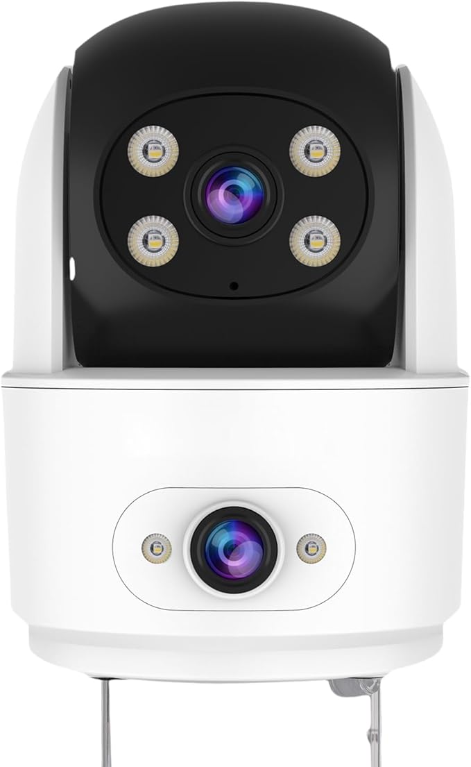 Yinhing 3MP Dual Lens Indoor Security Camera, AI Human Detection Auto Tracking 2.4GHz WiFi Pet Camera with Two Way Audio Color Night, for Home Baby Monitoring (US Plug)
