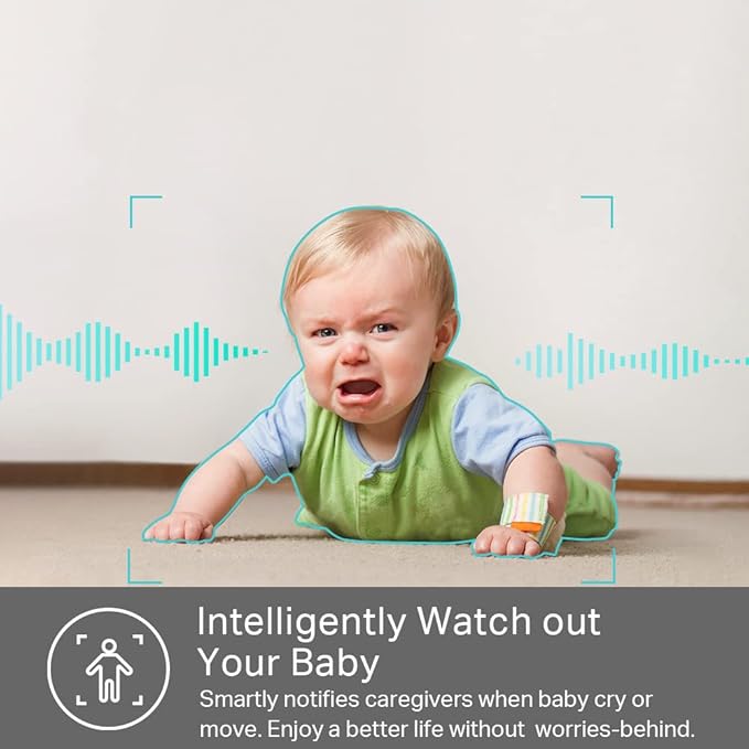 Kasa 2K+ Indoor Wired Security Camera - Works as a Baby Monitor & Pet Camera, Person/Motion/Baby Cry Detection, 2-Way Audio, Night Vision, Subscription-Free Local Storage or Optional Cloud, KC400