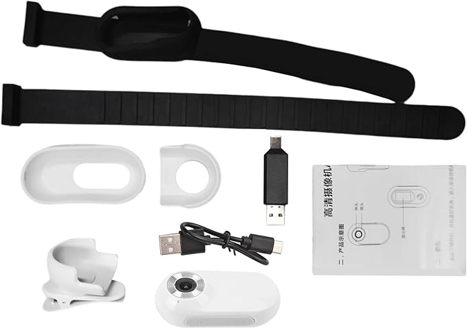 Mini Sports Camera Dog Collar Camera with 90° Wide Angle Lens + Comfortable Fit for Pet Walks and Travels (White)