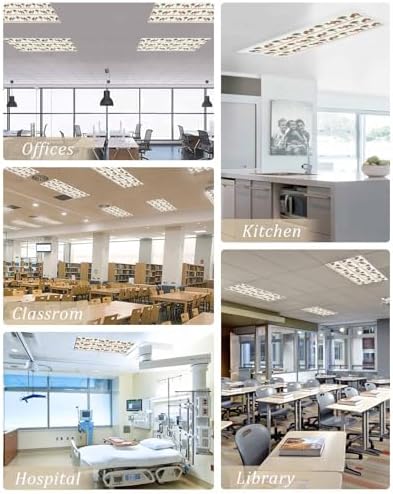 3 Pack Fluorescent Light Cover for Ceiling Lights, Tropical Plants Magnetic Classroom Light Filters 4x2 Feet, Camel Animals Summer Palm Trees Stripes Decorative Ceiling Shade Panel for Office