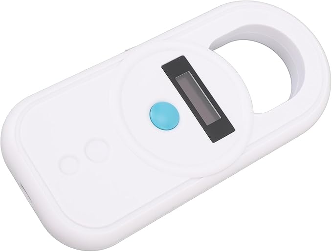 ANGGREK Pet Chip Scanner, Rechargeable Dual Frequency Store 128 Stores Information Easy to Use Portable Animal Tag Reader for Animal Hospitals (White)