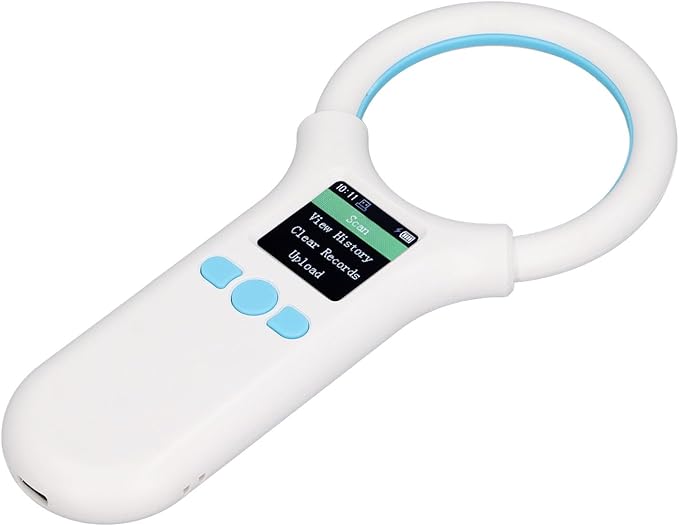 Animal Tag Scanner, BT 134.2khz 125khz EMID FDX B Handheld Pet Chip Reader, Organic LED Display Scanner with Fast Detection, Ideal for ISO11784 85 Microchips