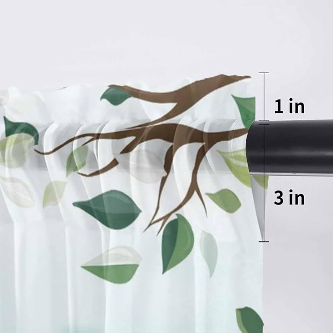 Easter Sheer Valances for Windows 42"x18", Light Filtering Kitchen Curtains