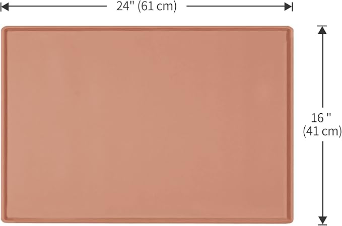 Dog Food Mat,Silicone Waterproof Food Tray,Non Slip Pet Bowl Mats Placemat,0.6" Raised Edge,Suitable for Most Small and Medium Sized Pets,24" x 16"
