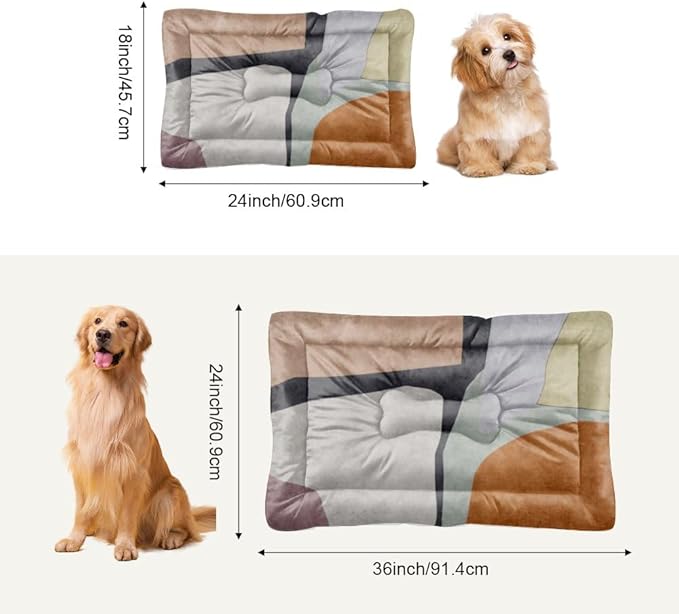 Modern Minimalist Boho Senior Dog Bed Washable Crate Mat Non-Slip Dog Pads Crate Cushion Washable Non-Slip Kennel Pads for Crates Bed Pad Floor Mat Large Pillow Indoor Outdoor 36X24 Inch