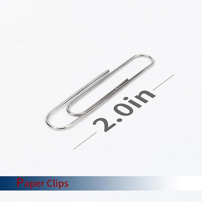 Jumbo Paper Clips，Qimailer Paper Clips - 1000 Pieces (10 Boxes of 100 Each) - Silver Standard Size 2.0IN - Office & School