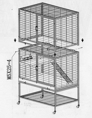 Durable All-Metal Mansion Cage (Add-On II) for Chinchillas, Rats, Ferrets, Degus, Prairie Dogs
