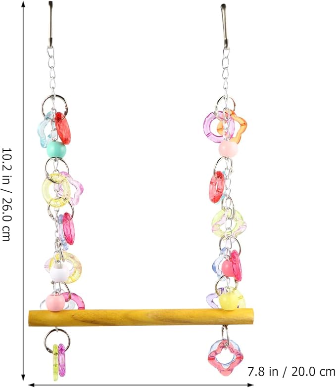 FRCOLOR Pet Bird Swing Hanging Chewing Toy 7.87 Inch Wooden Parrot Stand for Cage and Garden Medium Small Parakeets Macaws Bird Play Rest