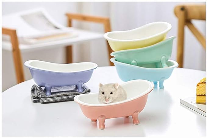 Summer Hamster Ceramic Bed Bathtub, Small Animal Ice Accessories Cage Hideout Toys，Bird Relax Habitat House, Sleep Pad Nest or Hamster, Food Bowl for Guinea Pigs/Squirrel/Chinchilla