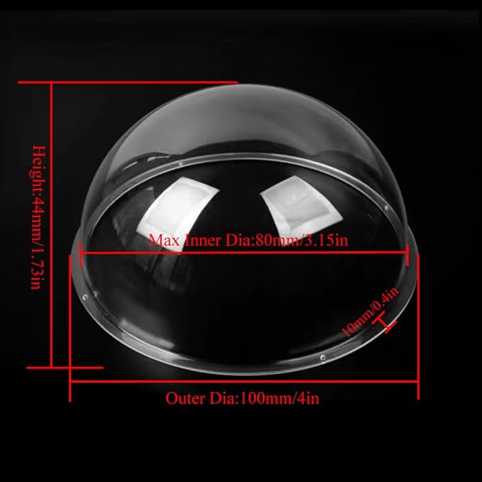 LOTOWELZON 3.15inch Clear Acrylic Replacement Transparent Clear Camera Dome Cover Security Camera Housing Pet Dog Fence Window Skylight Window (ID80mm*H44mm/3.15 * 1.73in)