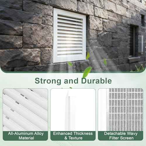 12"x12"Aluminum Gable Vent - Shed Vents with Screen,Vent Opening: 10"