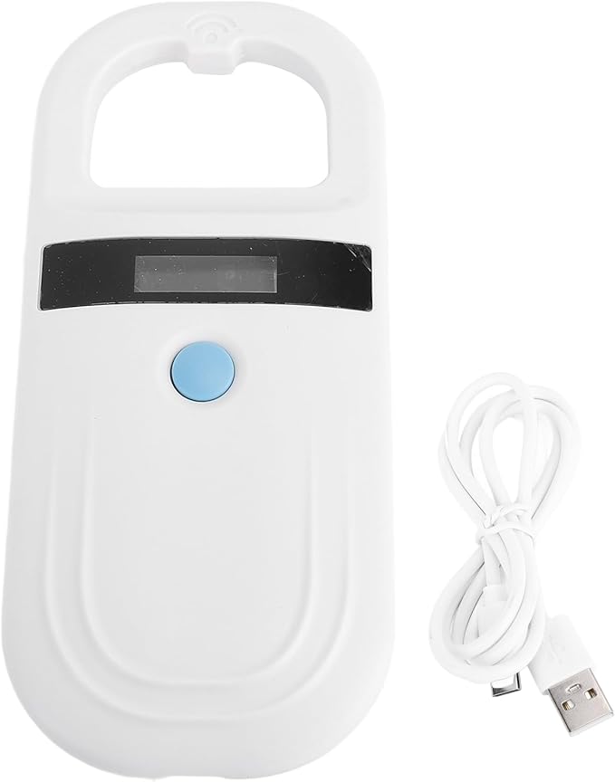 Jeffergarden Animal ID Reader, Portable Rechargeable 134.2KHz Pet Microchip Scanner with USB C and BT Transmission, for Livestock Management Pet Identification Wildlife Monitoring (White)
