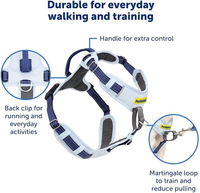 PetSafe Easy Walk Comfort No-Pull Dog Harness - Better Walk Training Harness - Full Body Padded Design - Durable Fabric - 5 Point Adjustable Fit - Everyday Leash Training - Blue - Medium/Large