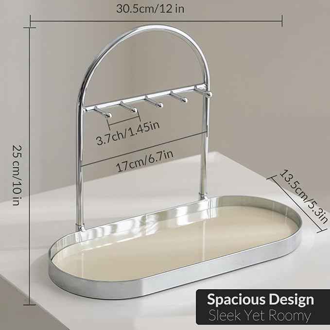 Shinpuru Metal Jewelry Organizer Stand & Key Holder Tray