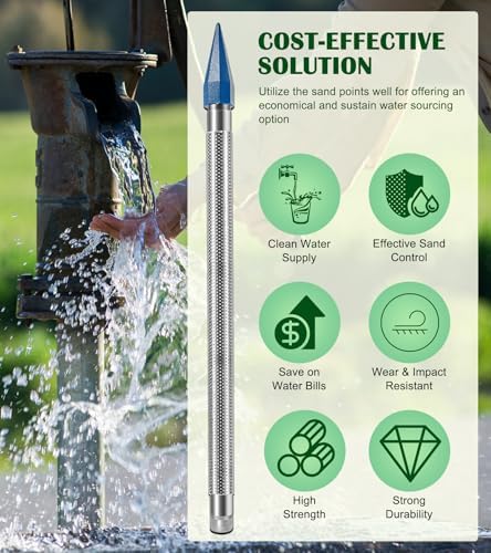 1721-1 1-1/4-Inch by 30-Inch Well Stainless Steel Drive Points, Heavy Duty Sand Points Well for Various of Soil, Drive Well Point