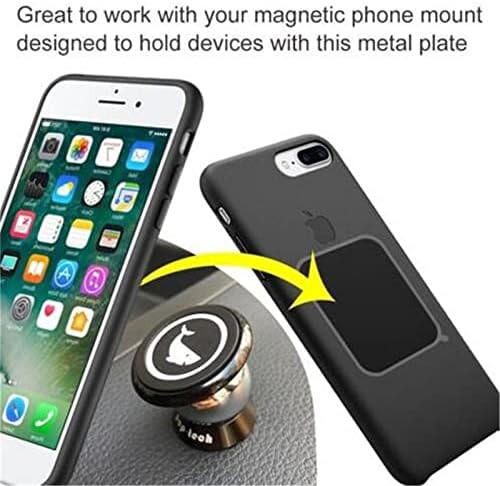 SALEX Replacement Metal Plates Set for Magnetic Car Phone Holders, Wall & Air Vent Mounts, Cases, Magnets. Kit of 16 Black Round Iron Discs Without Holes. 3M Adhesive Backing. Steel Sheets 16 Pack.