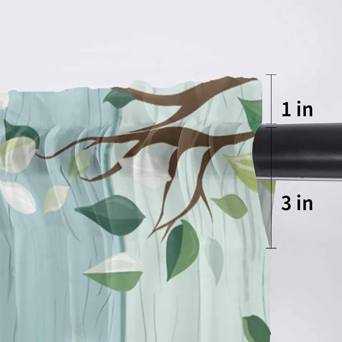 Easter Sheer Valances for Windows 42"x18", Light Filtering Kitchen Curtains