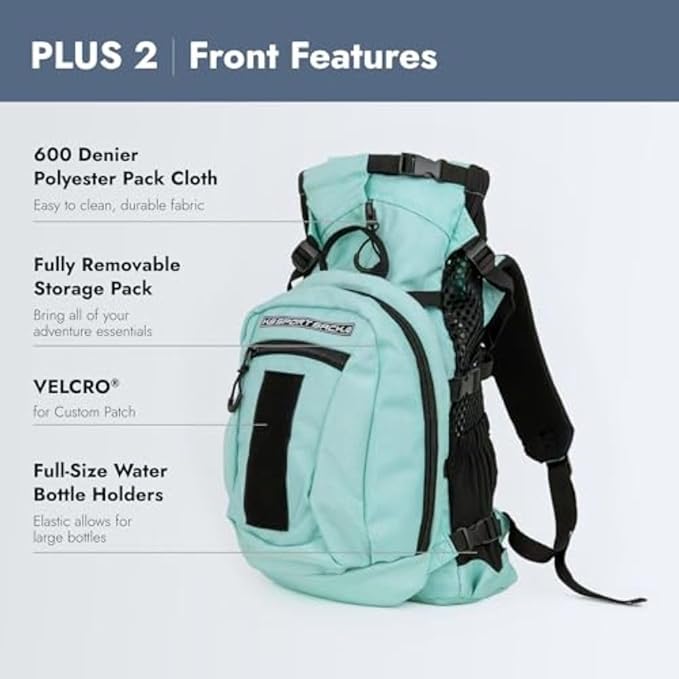 K9 Sport Sack Plus 2 - Adjustable, Backpack-Style Carrier with Multi-Functional Storage Pack, Thick Shoulder Straps & Padded Back Panel