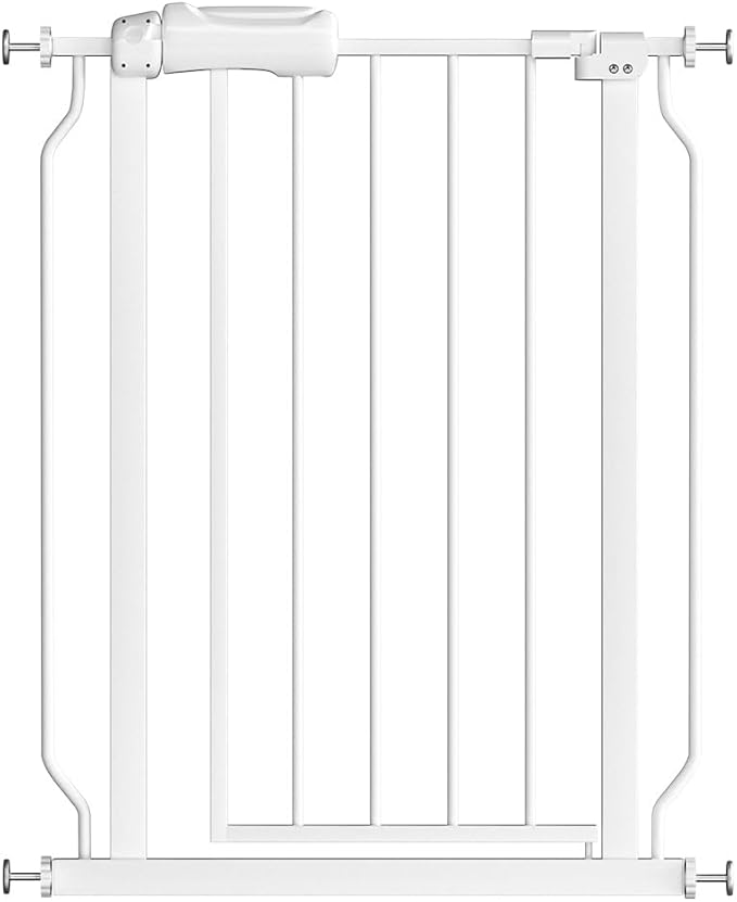 Fairy Baby Narrow Baby Gate 27 Inch to 29 Inch Wide, Small Auto Close Walk Through Safety Gates Pressure Mounted for Stairs Doorways Kids or Pets,White