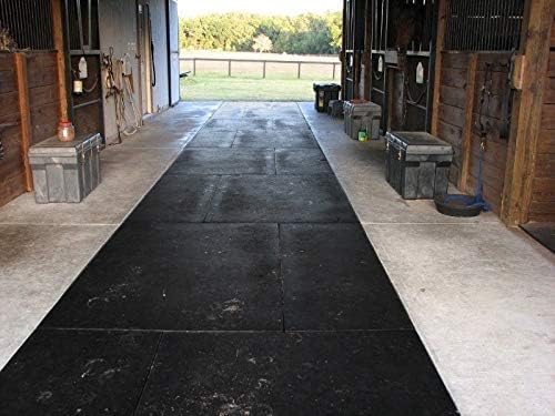 American Floor Mats - Heavy Duty Stall Tiles - Stable/Horse Tiles - Thick, Durable Rubber Flooring Solid Black 6' x 6' Set of 3/8" Thick - 2' x 2' Tiles (9 Tiles Total)