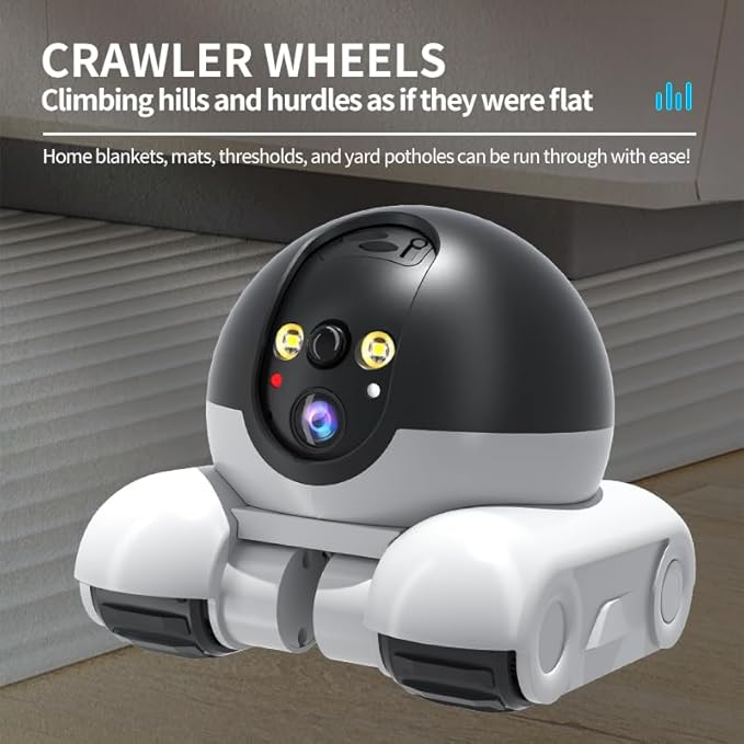 Vikye Robot Camera On Wheels,2MP Double Lens Moving Pet Camera,2 Way Talk 1080P WiFi Small Robot Cam for Cats Dogs