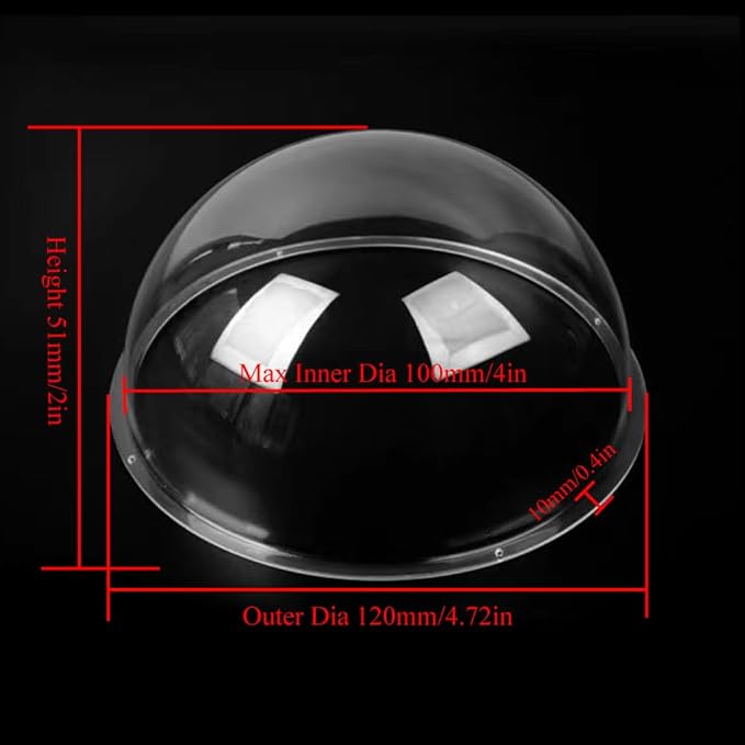 LOTOWELZON 4inch Acrylic Replacement Transparent Clear Camera Dome Cover Security Camera Housing Pet Dog Fence Window Skylight Window (ID100mm*H51mm/4 * 2in)