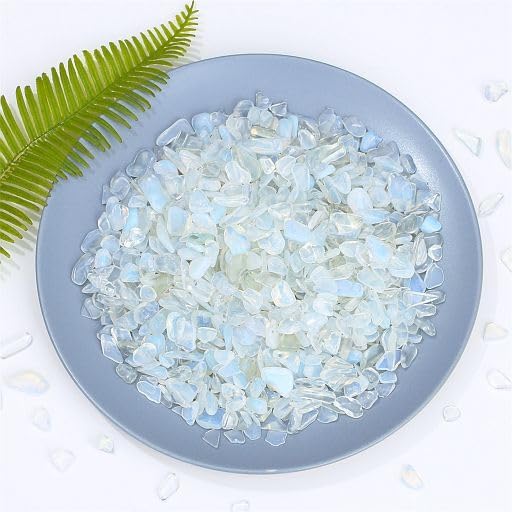 YATOJUZI Opal Aquarium Gravel Rocks Bulk Wholesale Tumbled Crystals Stones Chips Crushed Reiki Energy Balancing Gemstones for Planters Vase Filler Fountain Fish Tank Potted Decor 0.44LB