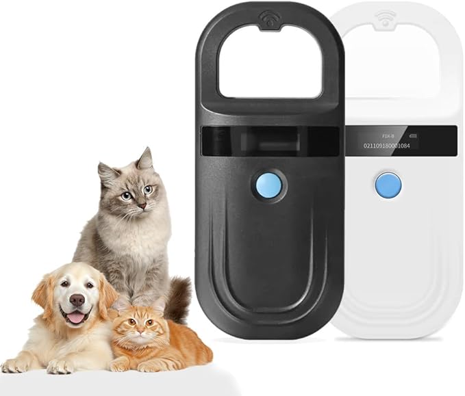 Pet Microchip Scanner ISO11784/85/FDX-B/EMID Animal Handheld Reader,134.2kHz Pet ID Scanner Rechargeable Animal Chip Registration, for Dog/Cat/Pig/Animal (Black)