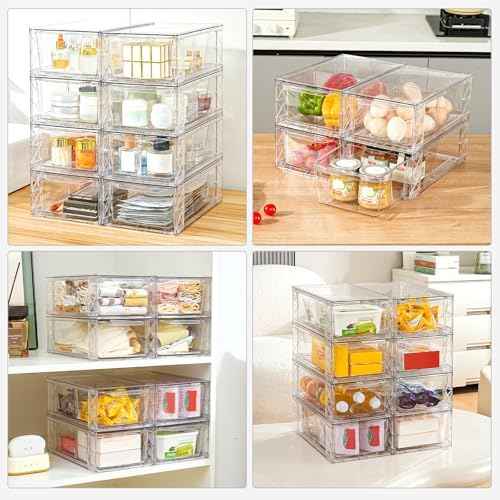 Clemate 8Pack Stackable Kitchen Storage Organizer,Pantry Organizers