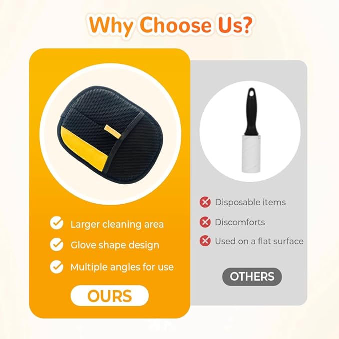 Pet Hair Removal Glove, Dog Cat Hair Gloves for Pet Hairs Removal, Reusable Pets Grooming Gloves for Dogs Cats, Washable Pets Hairs Remover Electrostatic Glove for Bed Couch Clothes Carpet (1pc)