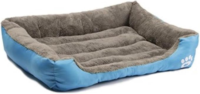 Pemberly Row Size L Cotton Pet Bed, 25.6 in x 19.7 in, Plush Foam, Blue Finish, Soft and Anti-Leak Fabric, Comfortable Cat/Dog Bed for Indoor Use