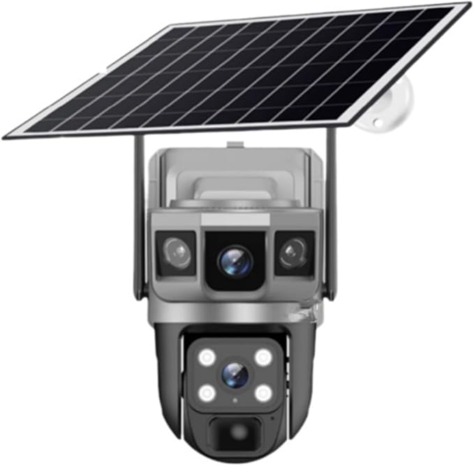 for Outdoor Camera Battery CCTV Monitor 4G SIM Card Network IP Security Pet Camera Motion Detection 3 Screen PTZ Camera(4G CCTV 64G Card)
