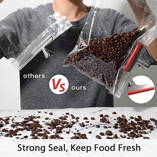 HOUSE AGAIN 12 Pack 3 Sizes Stainless Steel Chip Bag Clips Covered with Silicone - NO More Sharp Edges - Air Tight Seal Bag Clips, 5 Inches, 3 Inches and 2.5 Inches