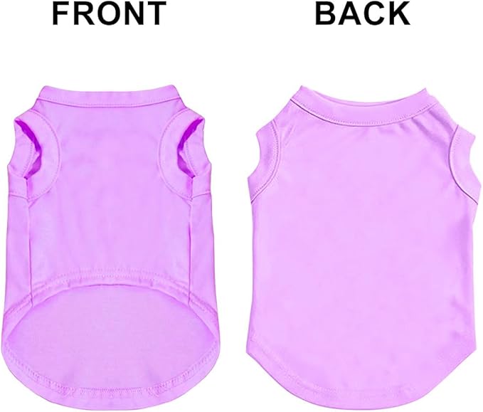 Customized Dog Shirt Custom Pet Clothes T Shirts for Small to Large Dogs Design Image Logo Text Outfits for Puppy Cat Personalized Breathable Sleeveless Pullover Light-Purple, S