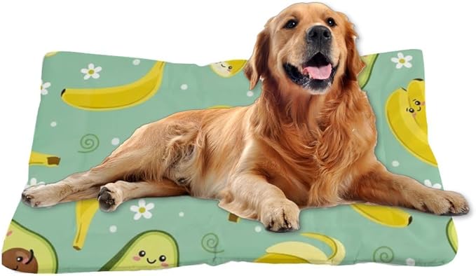Banana Yellow Avocado Green Dog Bed Furniture Travel Dog Bed Mat Kennel Pad for Crate Washable Non-Slip Puppy for Crate Medium Size Beds Outdoor Washable Mat Cushion Pet Indoor Outdoor 24X18 Inch