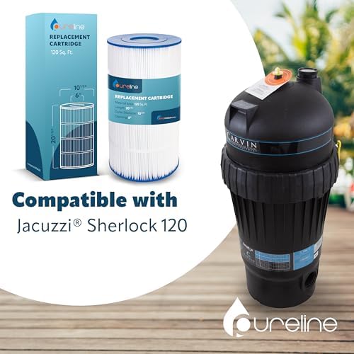 PURELINE 120 Sq Ft Pool Replacement Cartridge Filter, Compatible with Jacuzzi Sherlock 120, SHER120
