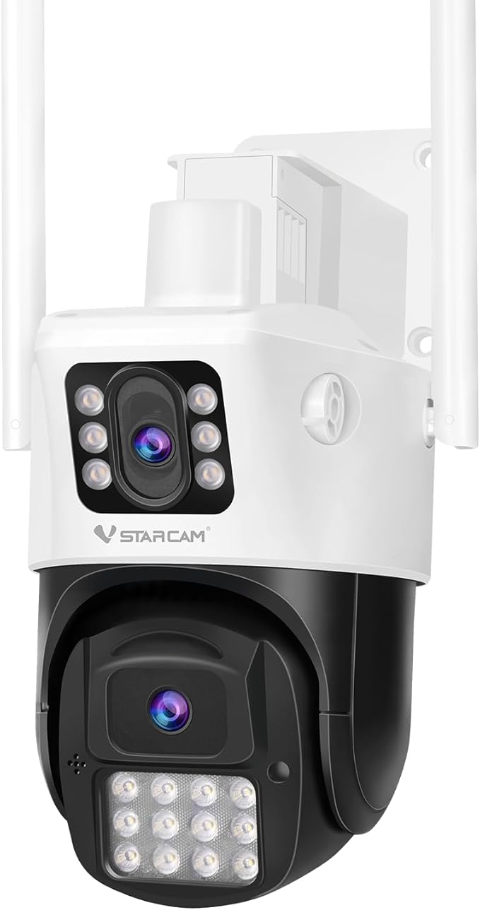 VSTARCAM Dual Lens Outdoor Security Camera, 2K UHD WiFi Camera for Home Security with Auto Tracking & Fixed View, Full Color Night Vision, PIR Motion Detection, 2-Way Audio, IP66, SD/Cloud Storage