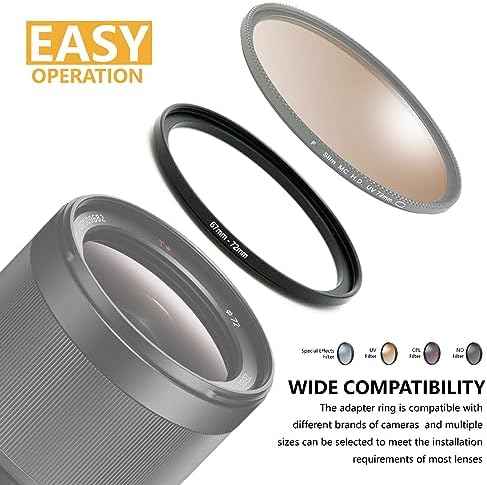 82mm to 77mm Step-up Adapter Rings Filter Adapter Black Metal Step Down Filter Ring Adapter Compatible with All Brand UV CPL ND Camera Lens Filter Stepping Rings (82mm-77mm)