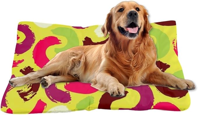 Dynamic Retro Modern Green Dog Beds and Furniture Outdoor Mat for Dogs Puppy Pad Dog Bed for Medium Crate Washable Non-Slip Pet Bed Crate Puppy Mattress Furniture Indoor Outdoor 36X24 Inch