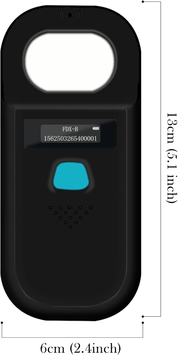 Smoostart Pet Microchip Scanner, ISO11784/ISO11785/FDX-B/ID64/EMID Data Storage Microchip Reader for Animal/Pet/Dog/Cat/Pig (Black)