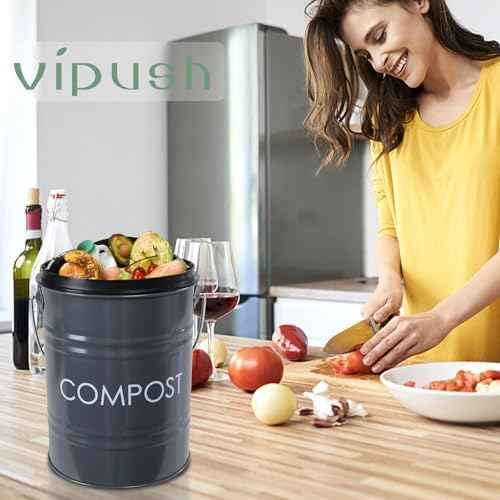 Vipush Compost Bin Kitchen Countertop Composter with lid – Small