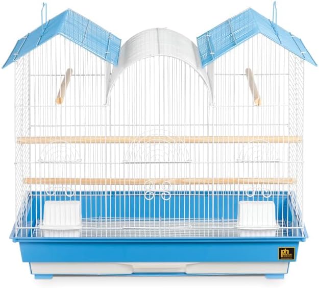 Renaissance Rhapsody Triple Roof Bird Cage with Elegant Multi-Tiered Design, Durable Construction, Spacious Interior Blue