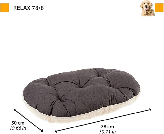 Ferplast Dog Cushion Relax, Cushion for Medium-Sized Dogs, Cat Cushion, Mat for kennels and Cars - Washable - in Cotton and Peluche with Soft Padding, 78 x 50 m. Brown