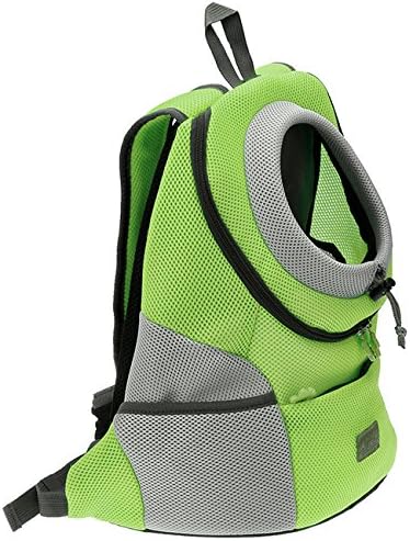 Mogoko Airline Approved Cat Dog Backpack, Puppy Pet Carrier Front Bag with Breathable Head Out Design and Double Mesh Padded Shoulder for Outdoor Travel Hiking (L, Green)