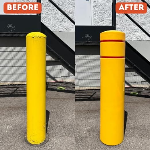 Innoplast BollardGard 7" x 52" Bollard Cover Yellow (Yellow Orange Tape)