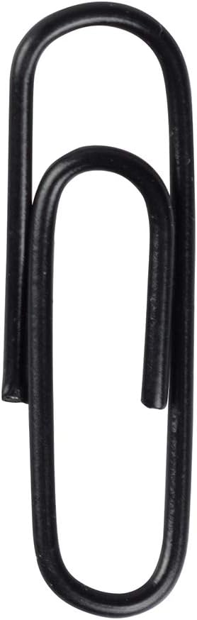 JAM PAPER Colorful Standard Paper Clips - Regular 1 Inch - Black Paperclips - 100/Pack