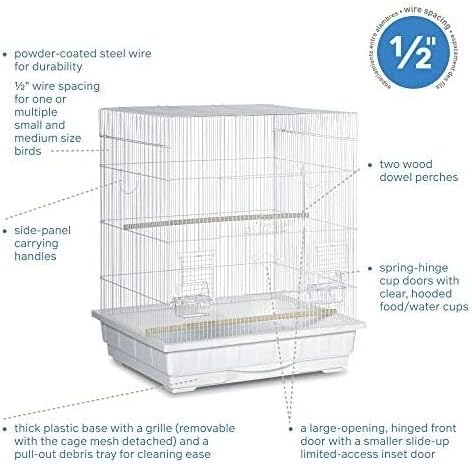 Artisanal Attic Square Roof Bird Cage with Unique Square Roof Design, Durable Construction, Spacious Interior Black