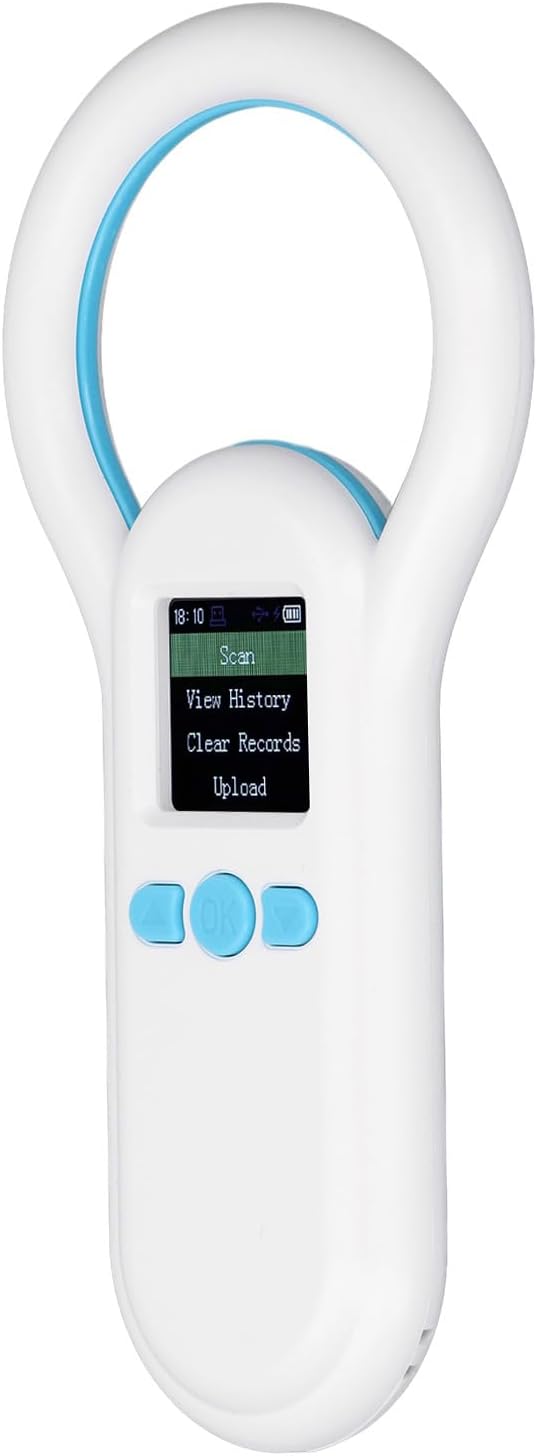 Drfeify S20 Pet Microchip Scanner, ABS Material, Fast Recognition and 500 Records Storage for Animal Management and Pet Identification