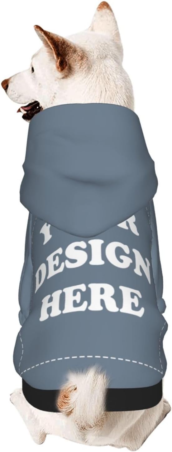 Personalized Chihuahua Dog Hoodie, Custom Pet Warm Sweatshirt Costume with Name Number Photo, Customize ID Clothes for Pupppy Kitten Dogs Cats, SlateGray, XXS