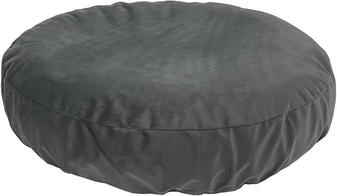 Round Dog Bed Slip Cover Washable 27 to 28 Inch Grey Velvet